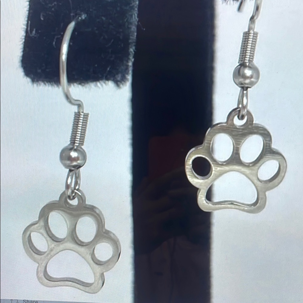 Silver Paw Print Earrings